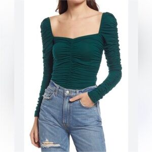 Reformation Esra Queen Anne Long Sleeve Blouse